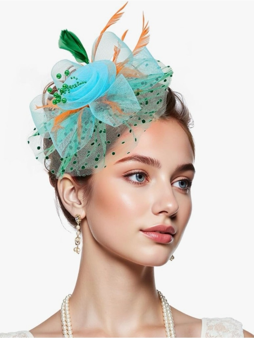 Elegant Aqua Teal Feathered Fascinator Headpiece for Women